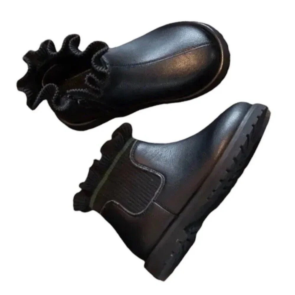 Big Girls Ankle Booties Black Chelsea Boots Size EU 36 US 6 Casual Warm Side Zip